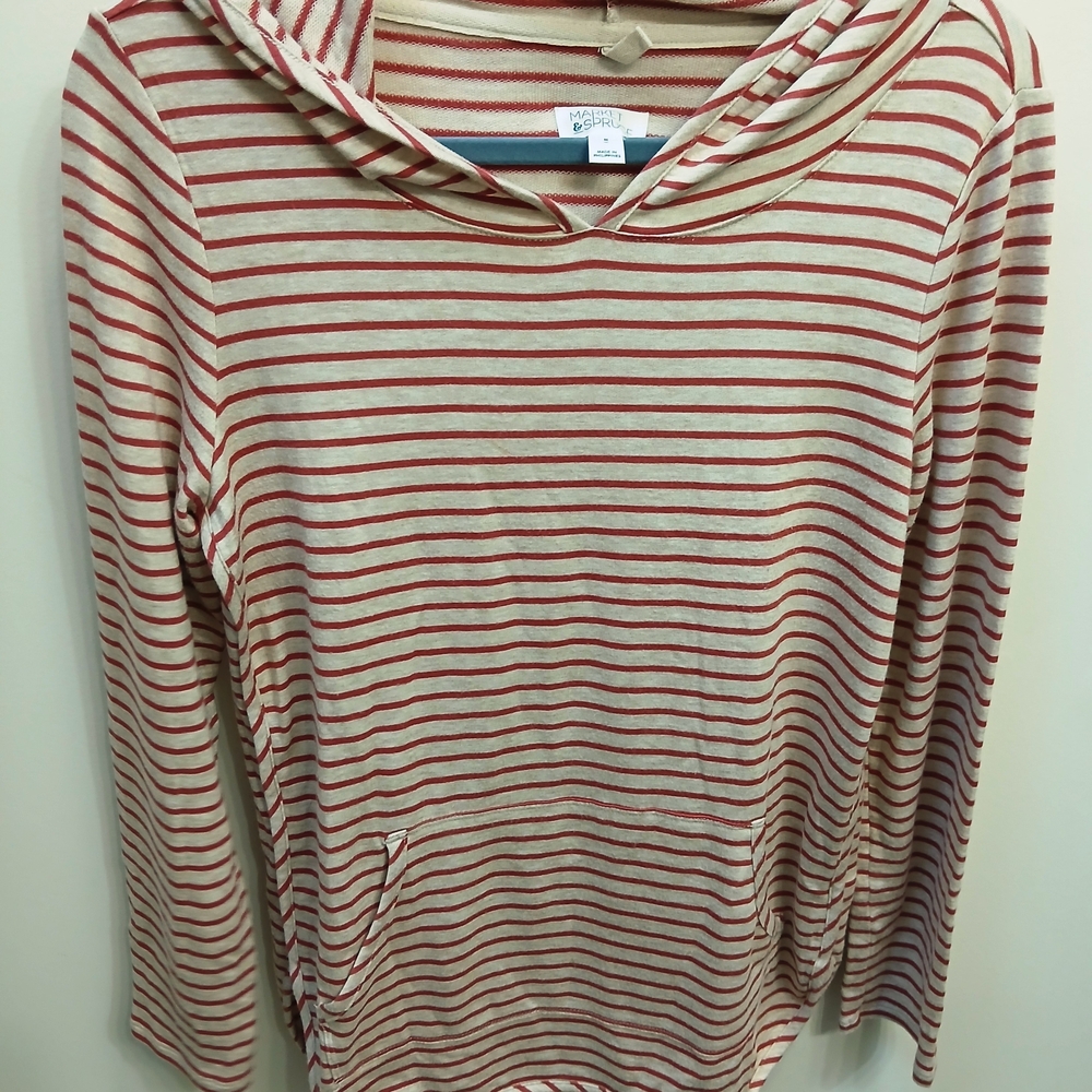 Market & Spruce Red and Cream Striped Soft Comfy Top